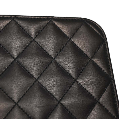 Chanel Black Lambskin Turnlock Small Full Flap Shoulder Bag
