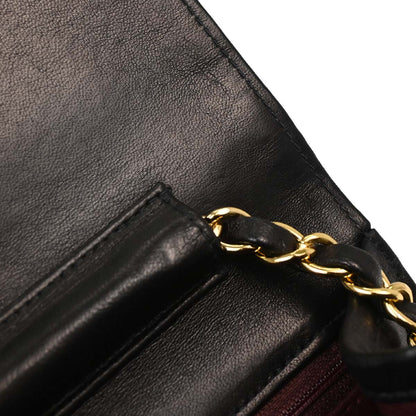 Chanel Black Lambskin Turnlock Small Full Flap Shoulder Bag