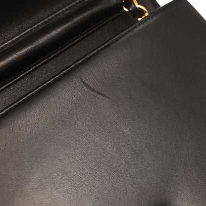 Chanel Black Lambskin Turnlock Small Full Flap Shoulder Bag