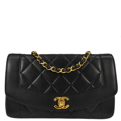 Chanel Black Lambskin Small Diana Shoulder Bag