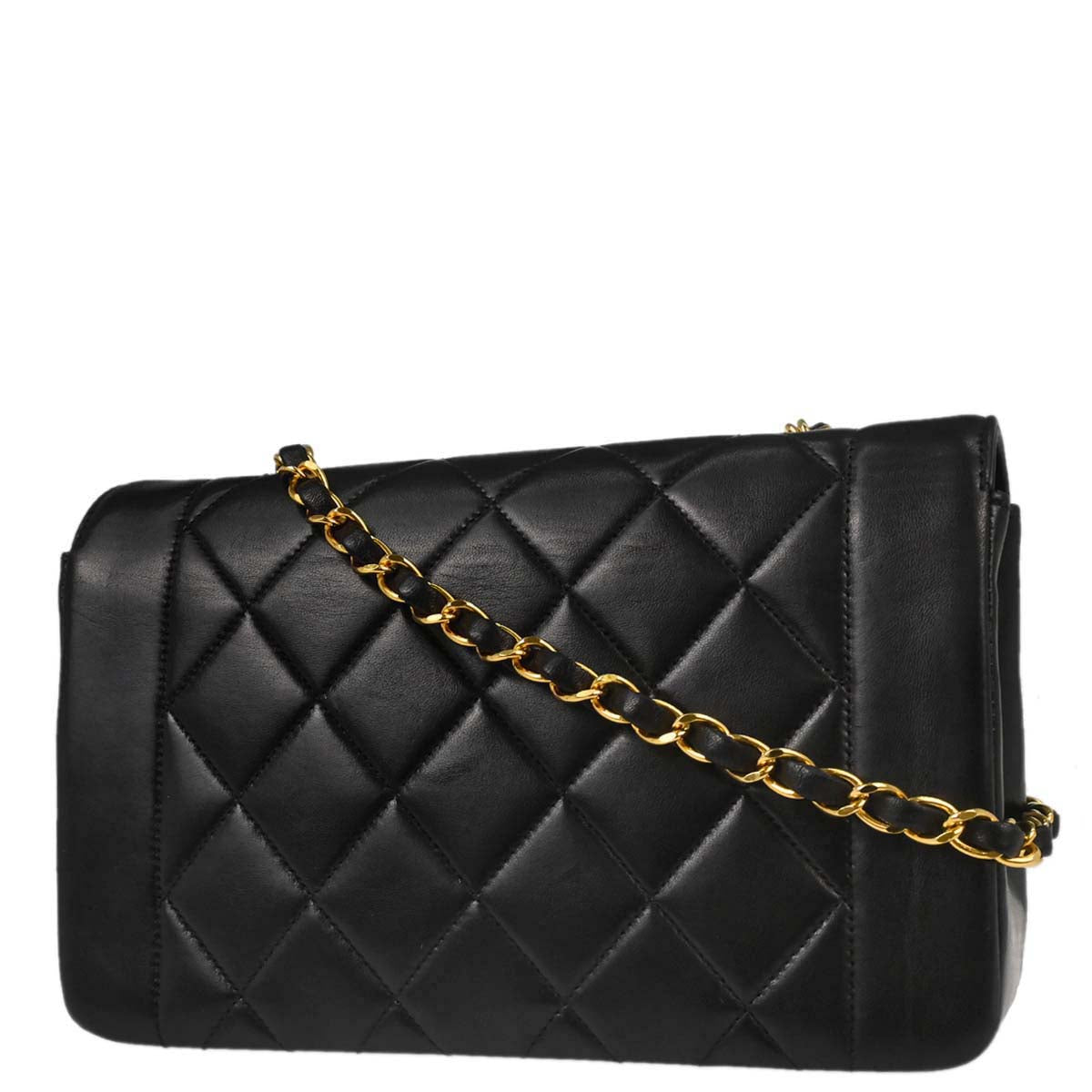 Chanel Black Lambskin Small Diana Shoulder Bag