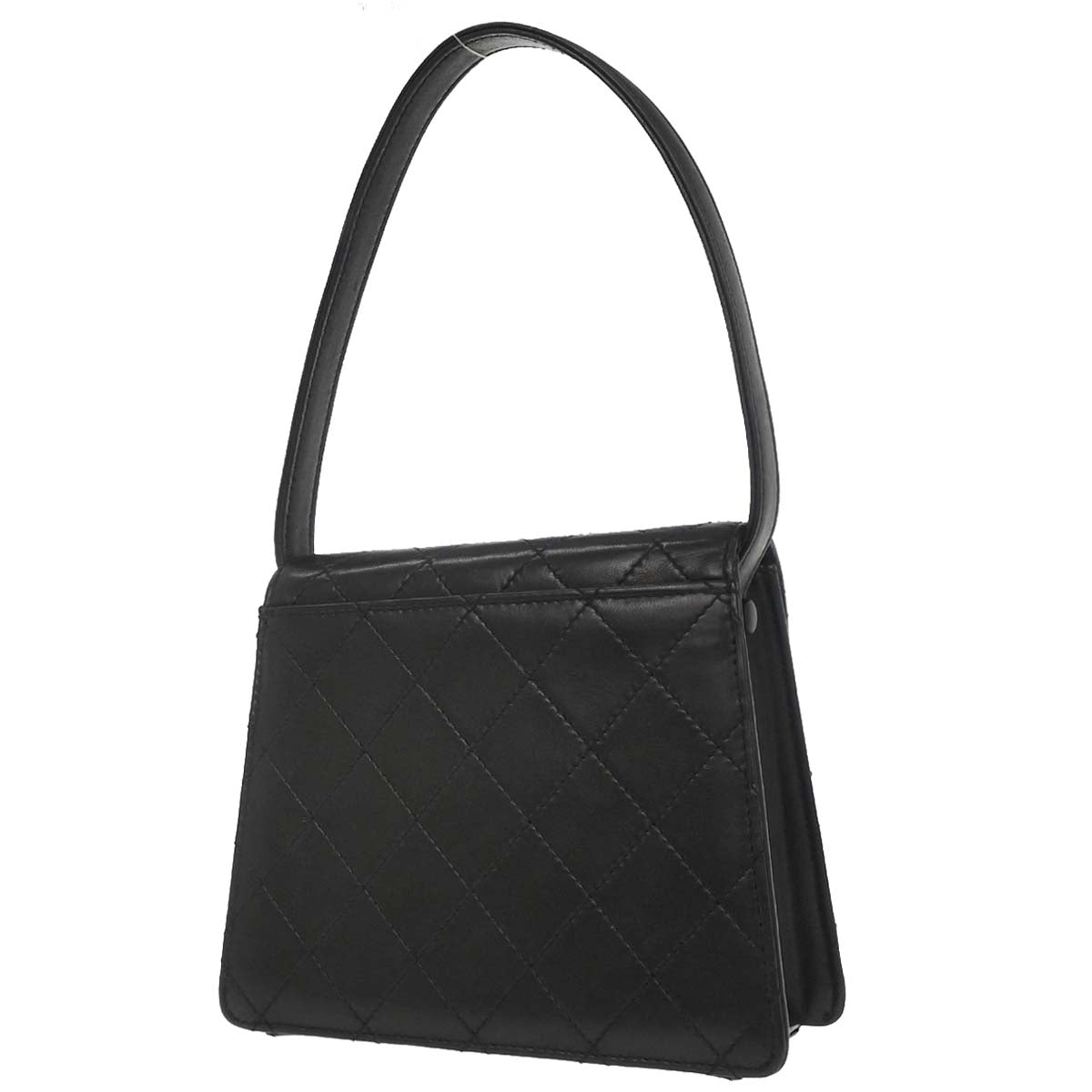 Chanel Black Lambskin Straight Flap Handbag