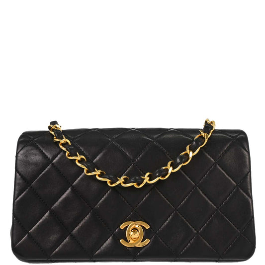 Chanel Black Lambskin Turnlock Mini Full Flap Shoulder Bag