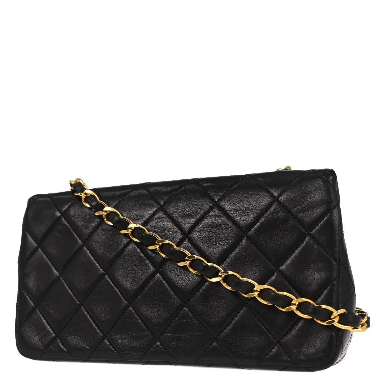 Chanel Black Lambskin Turnlock Mini Full Flap Shoulder Bag