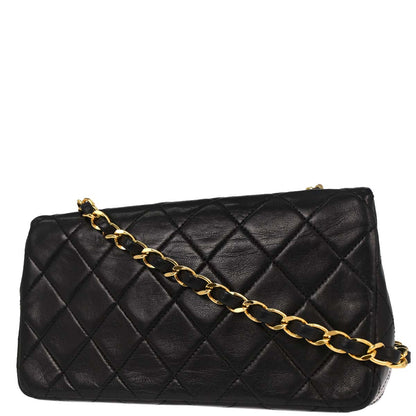 Chanel Black Lambskin Turnlock Mini Full Flap Shoulder Bag
