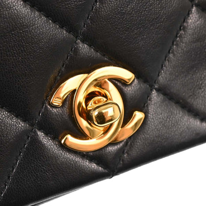 Chanel Black Lambskin Turnlock Mini Full Flap Shoulder Bag