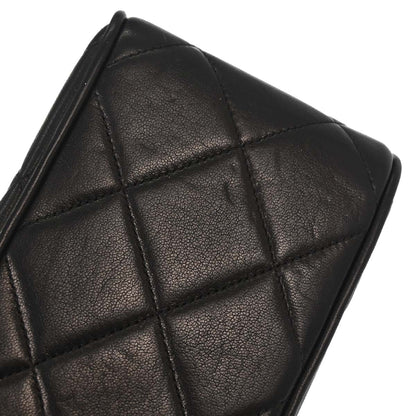 Chanel Black Lambskin Straight Flap Shoulder Bag