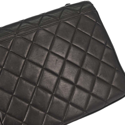 Chanel Black Lambskin Straight Flap Shoulder Bag