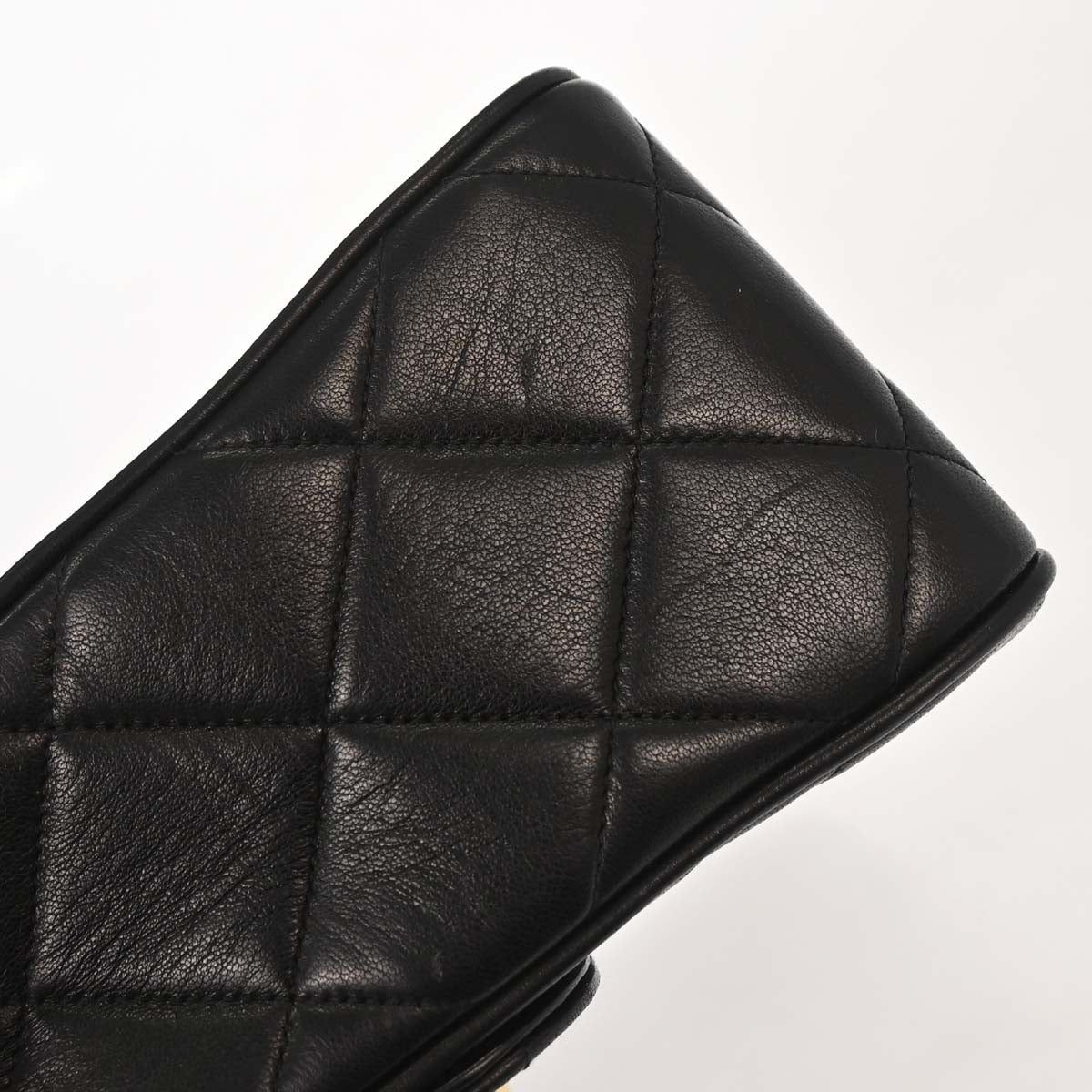 Chanel Black Lambskin Straight Flap Shoulder Bag