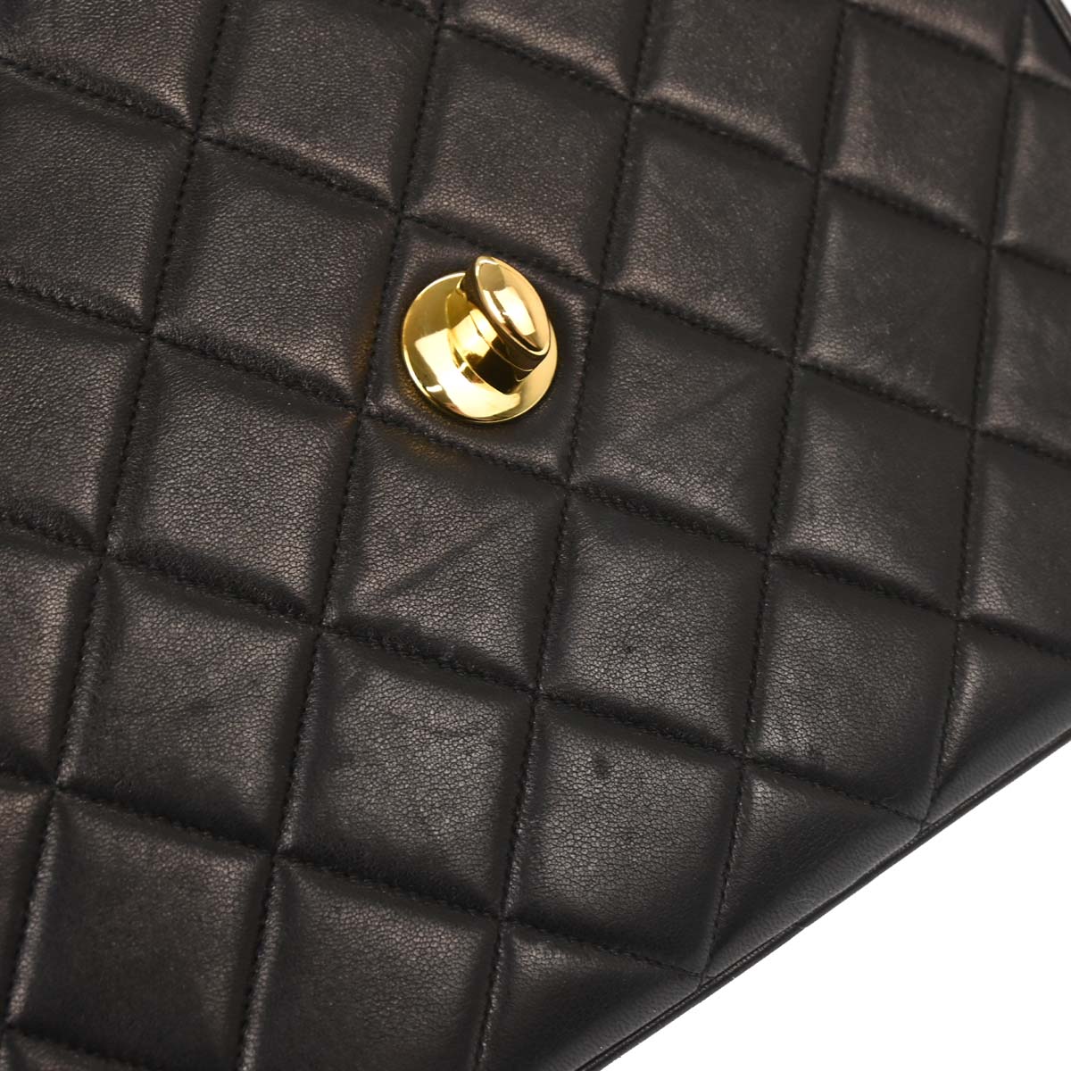 Chanel Black Lambskin Straight Flap Shoulder Bag