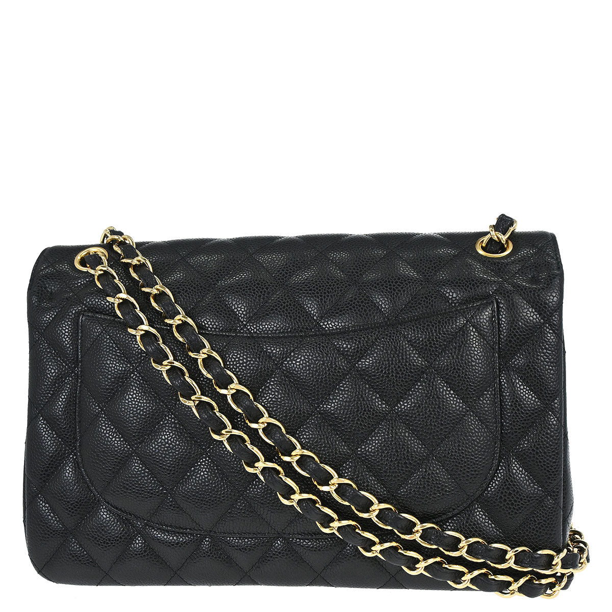 Chanel Black Caviar Skin Jumbo Classic Double Flap Shoulder Bag