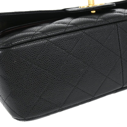 Chanel Black Caviar Skin Jumbo Classic Double Flap Shoulder Bag