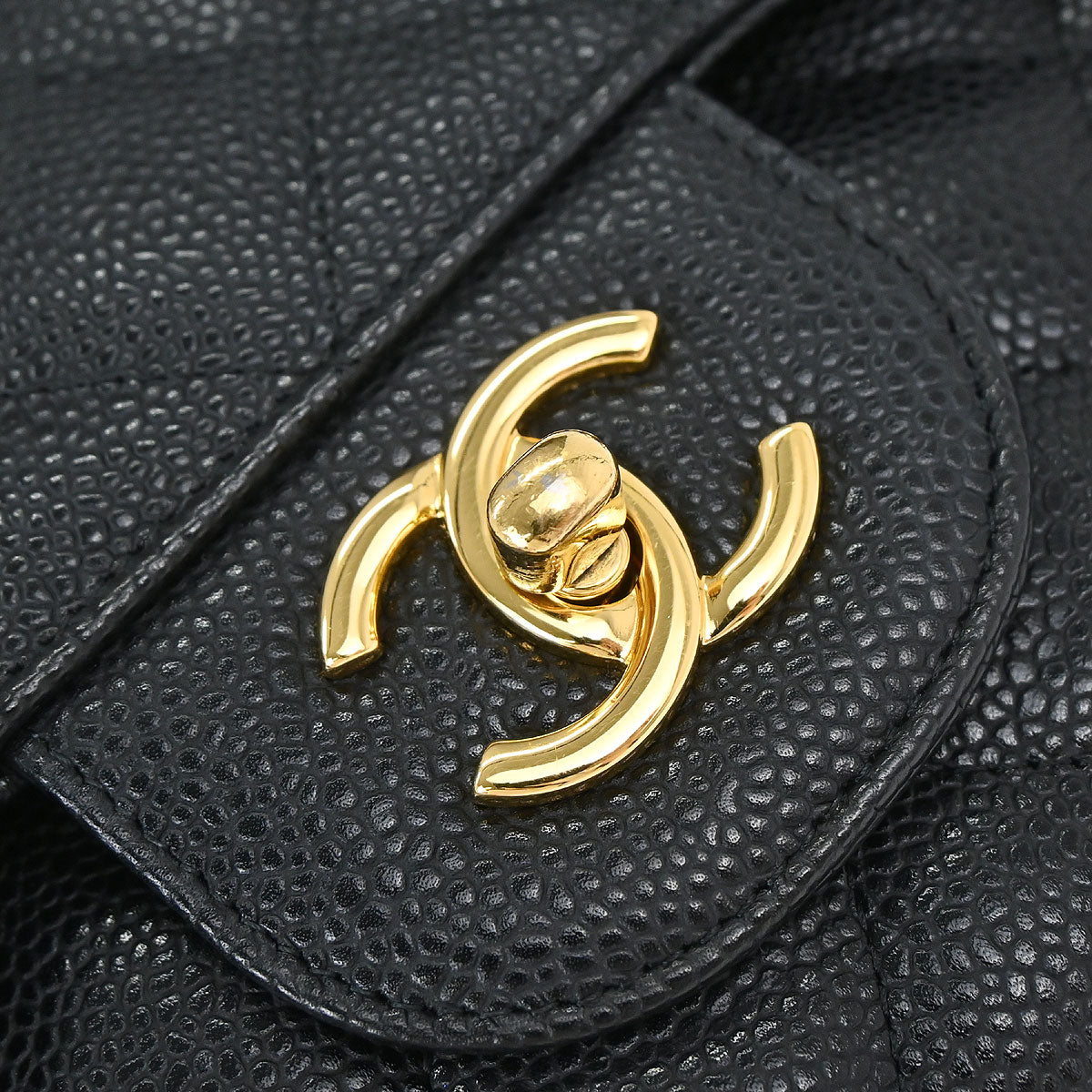 Chanel Black Caviar Skin Jumbo Classic Double Flap Shoulder Bag