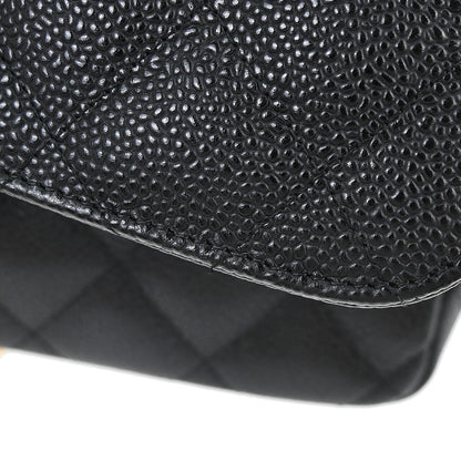 Chanel Black Caviar Skin Jumbo Classic Double Flap Shoulder Bag