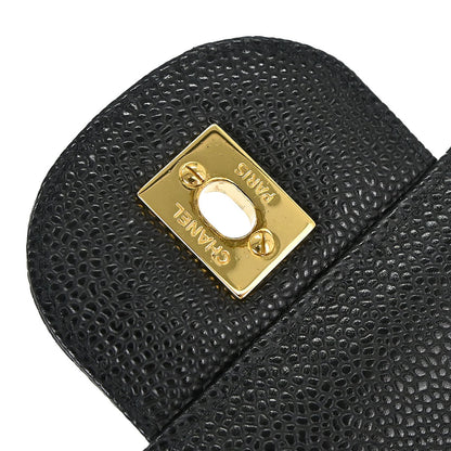 Chanel Black Caviar Skin Jumbo Classic Double Flap Shoulder Bag