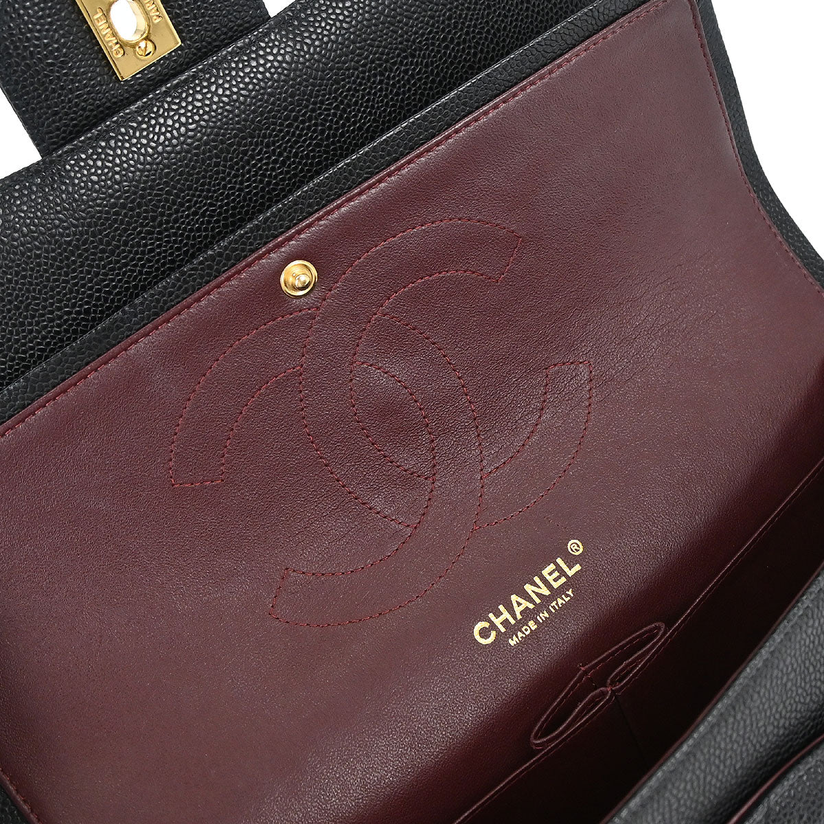 Chanel Black Caviar Skin Jumbo Classic Double Flap Shoulder Bag