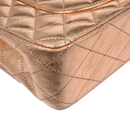 Chanel Metallic Gold Lambskin Medium Classic Double Flap Shoulder Bag