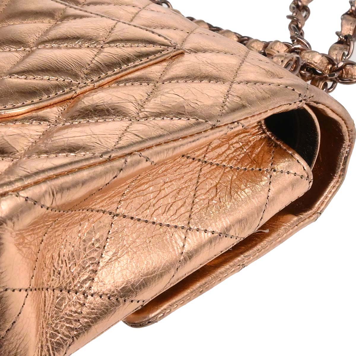 Chanel Metallic Gold Lambskin Medium Classic Double Flap Shoulder Bag