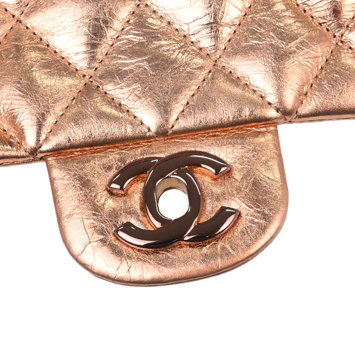 Chanel Metallic Gold Lambskin Medium Classic Double Flap Shoulder Bag
