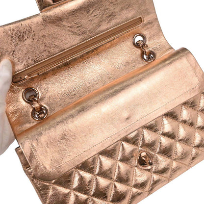 Chanel Metallic Gold Lambskin Medium Classic Double Flap Shoulder Bag