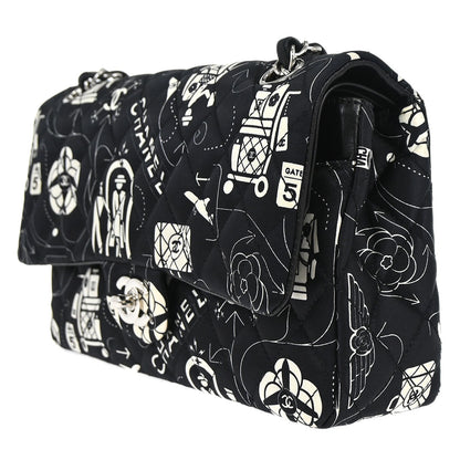 Chanel Black Satin Airline Medium Classic Double Flap Shoulder Bag