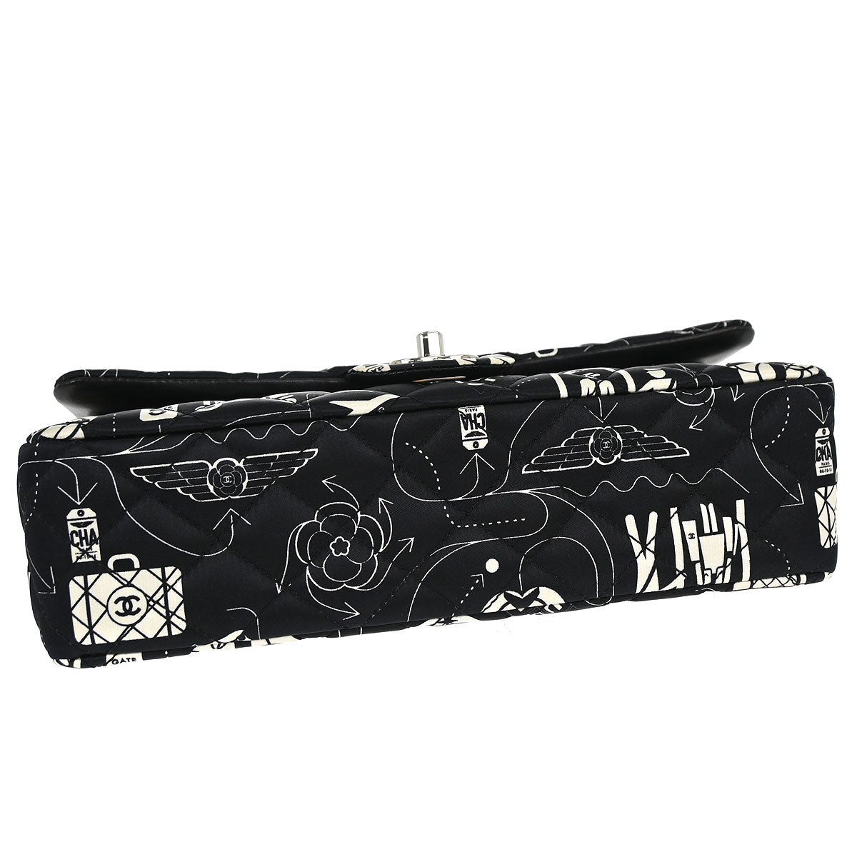 Chanel Black Satin Airline Medium Classic Double Flap Shoulder Bag