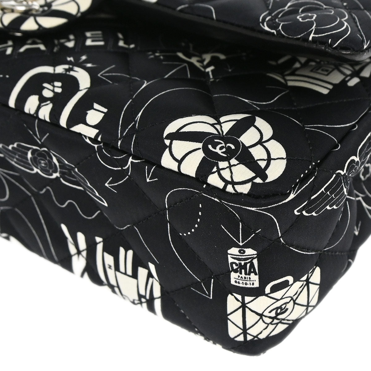 Chanel Black Satin Airline Medium Classic Double Flap Shoulder Bag