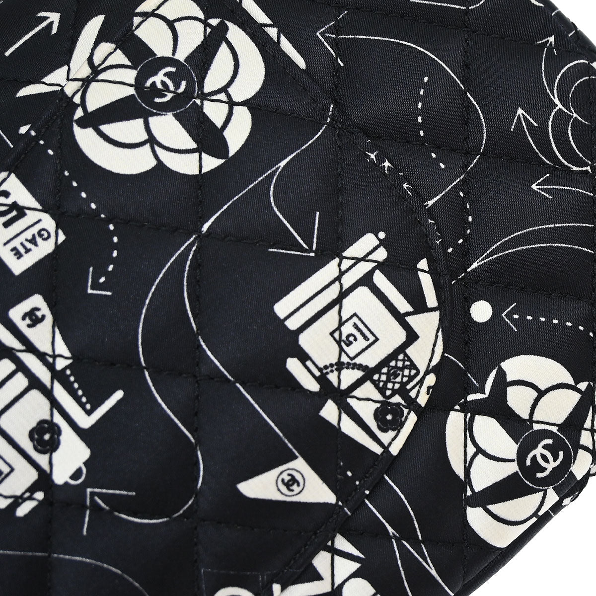 Chanel Black Satin Airline Medium Classic Double Flap Shoulder Bag