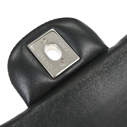 Chanel Black Satin Airline Medium Classic Double Flap Shoulder Bag