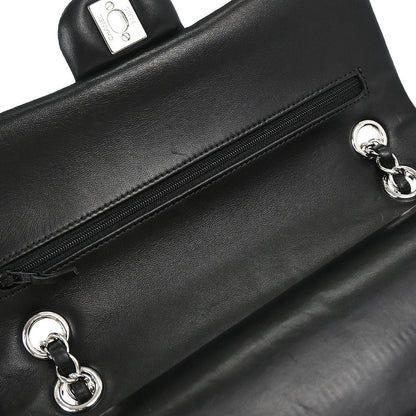 Chanel Black Satin Airline Medium Classic Double Flap Shoulder Bag