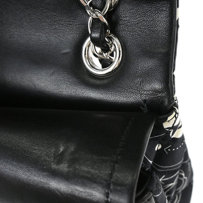 Chanel Black Satin Airline Medium Classic Double Flap Shoulder Bag