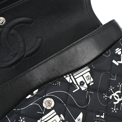 Chanel Black Satin Airline Medium Classic Double Flap Shoulder Bag