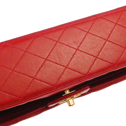 Chanel Red Lambskin Medium Classic Double Flap Shoulder Bag