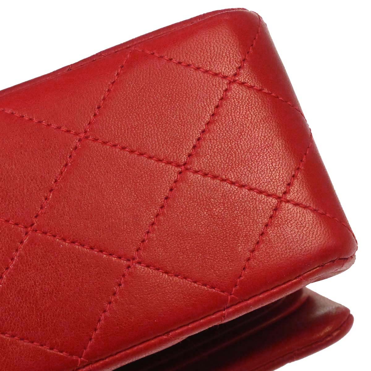 Chanel Red Lambskin Medium Classic Double Flap Shoulder Bag