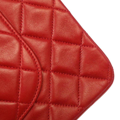 Chanel Red Lambskin Medium Classic Double Flap Shoulder Bag