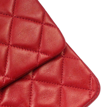Chanel Red Lambskin Medium Classic Double Flap Shoulder Bag
