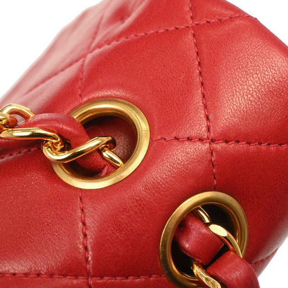 Chanel Red Lambskin Medium Classic Double Flap Shoulder Bag