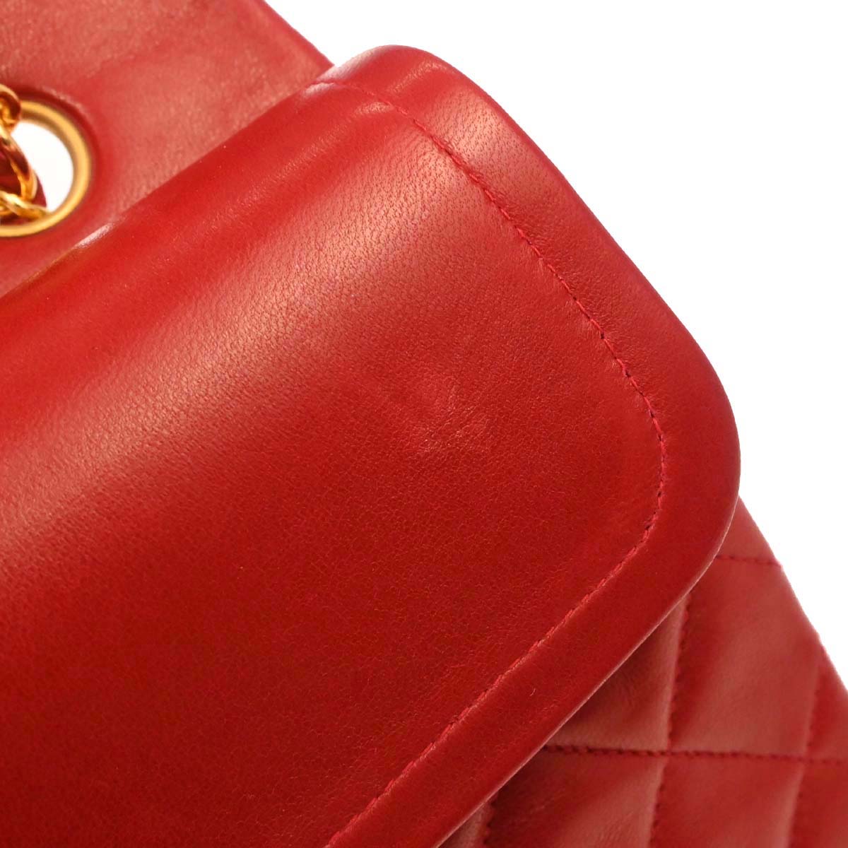 Chanel Red Lambskin Medium Classic Double Flap Shoulder Bag