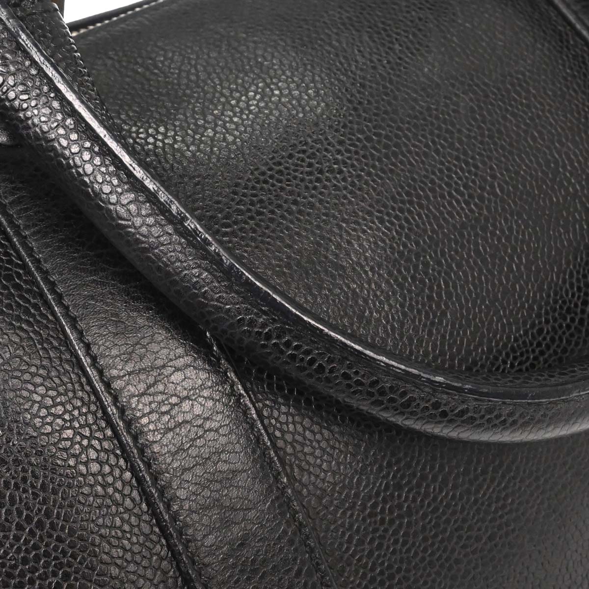 Chanel Black Caviar Skin 2way Shoulder Duffle Handbag