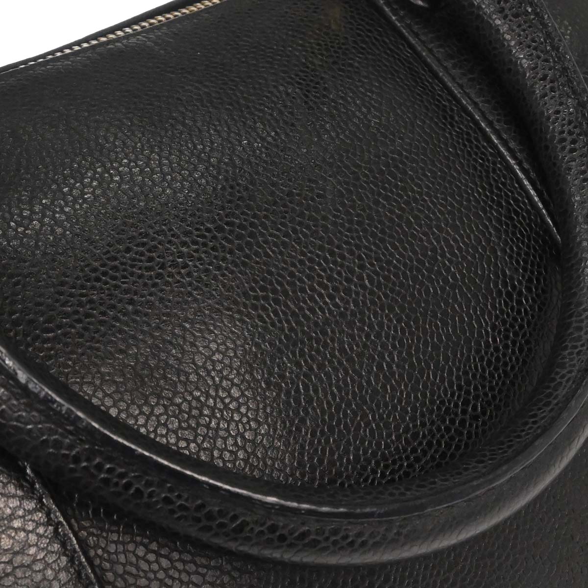 Chanel Black Caviar Skin 2way Shoulder Duffle Handbag