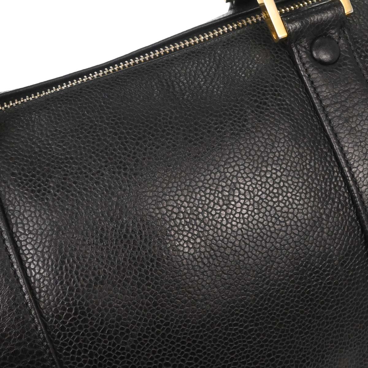 Chanel Black Caviar Skin 2way Shoulder Duffle Handbag