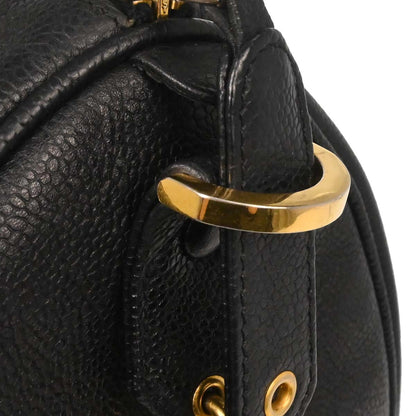 Chanel Black Caviar Skin 2way Shoulder Duffle Handbag