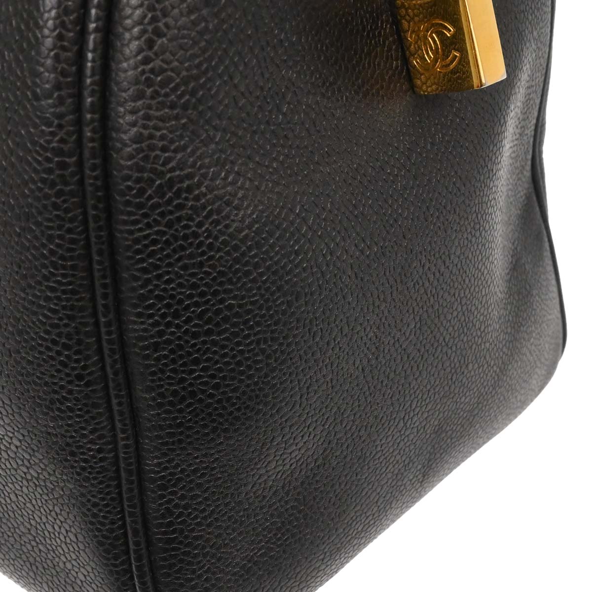 Chanel Black Caviar Skin 2way Shoulder Duffle Handbag