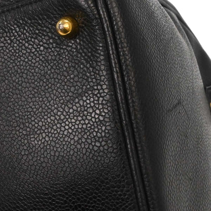 Chanel Black Caviar Skin 2way Shoulder Duffle Handbag