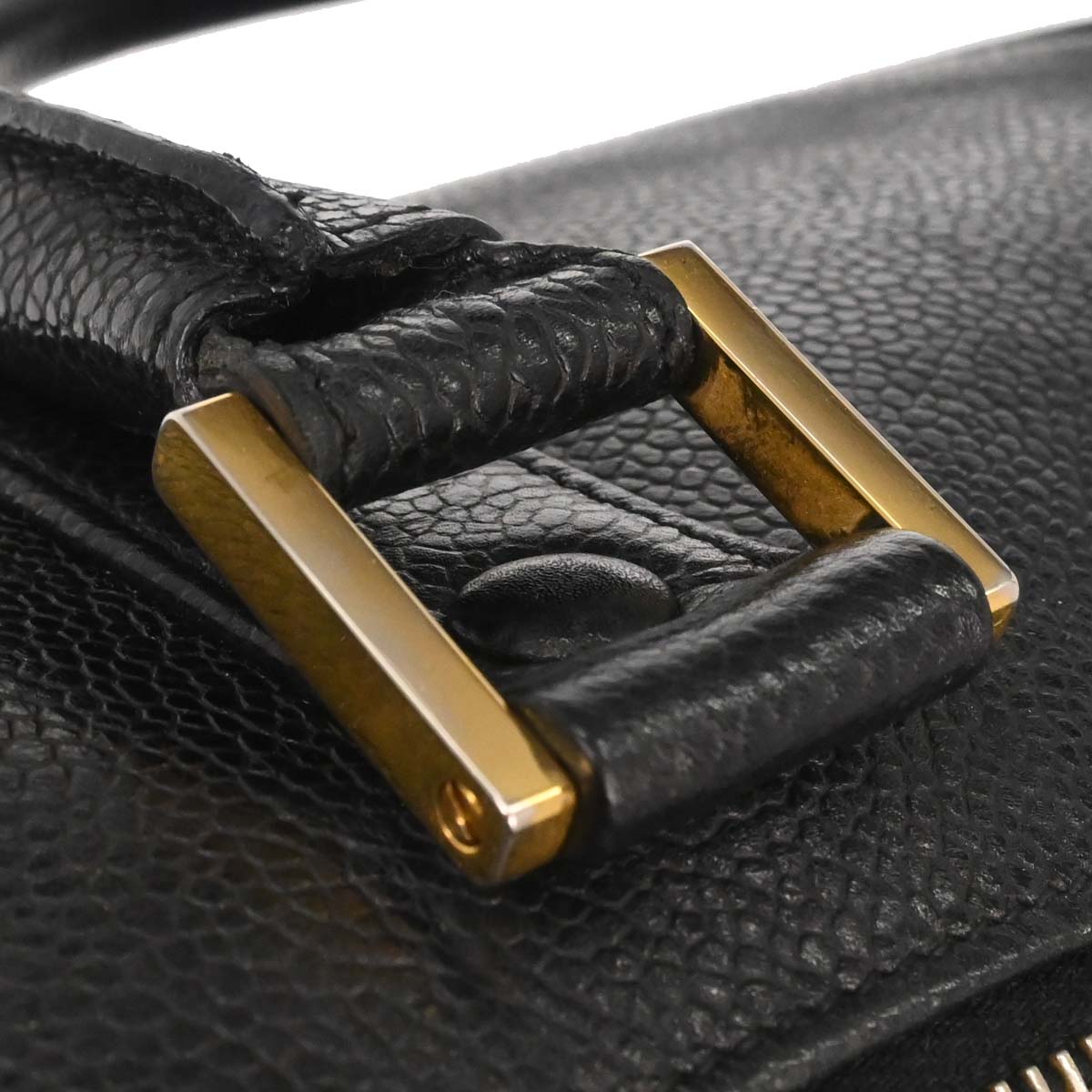 Chanel Black Caviar Skin 2way Shoulder Duffle Handbag