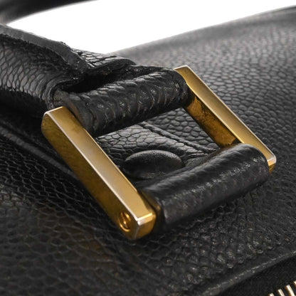 Chanel Black Caviar Skin 2way Shoulder Duffle Handbag