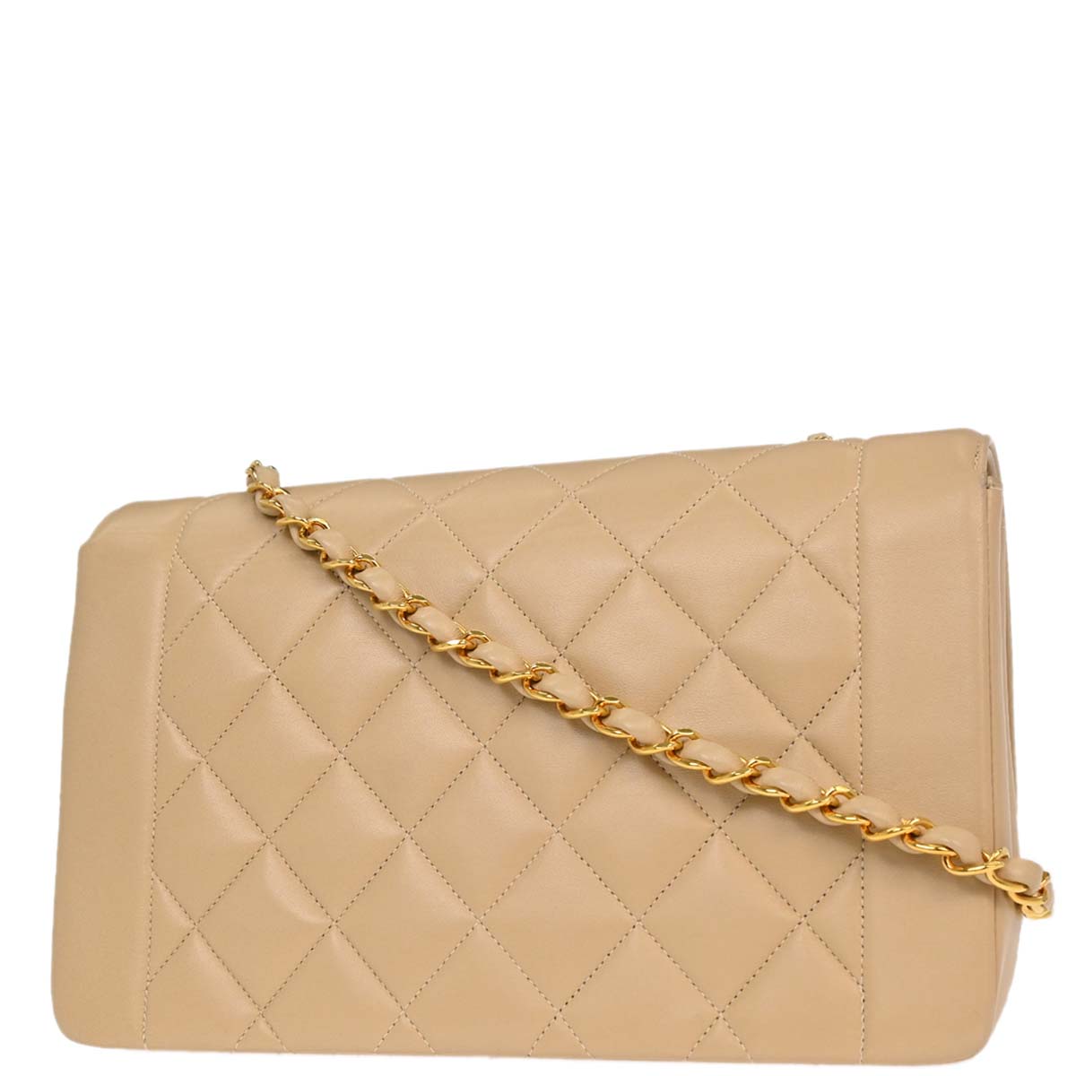 Chanel Beige Lambskin Medium Diana Shoulder Bag