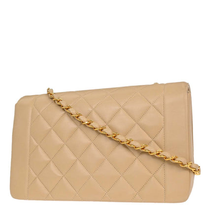 Chanel Beige Lambskin Medium Diana Shoulder Bag