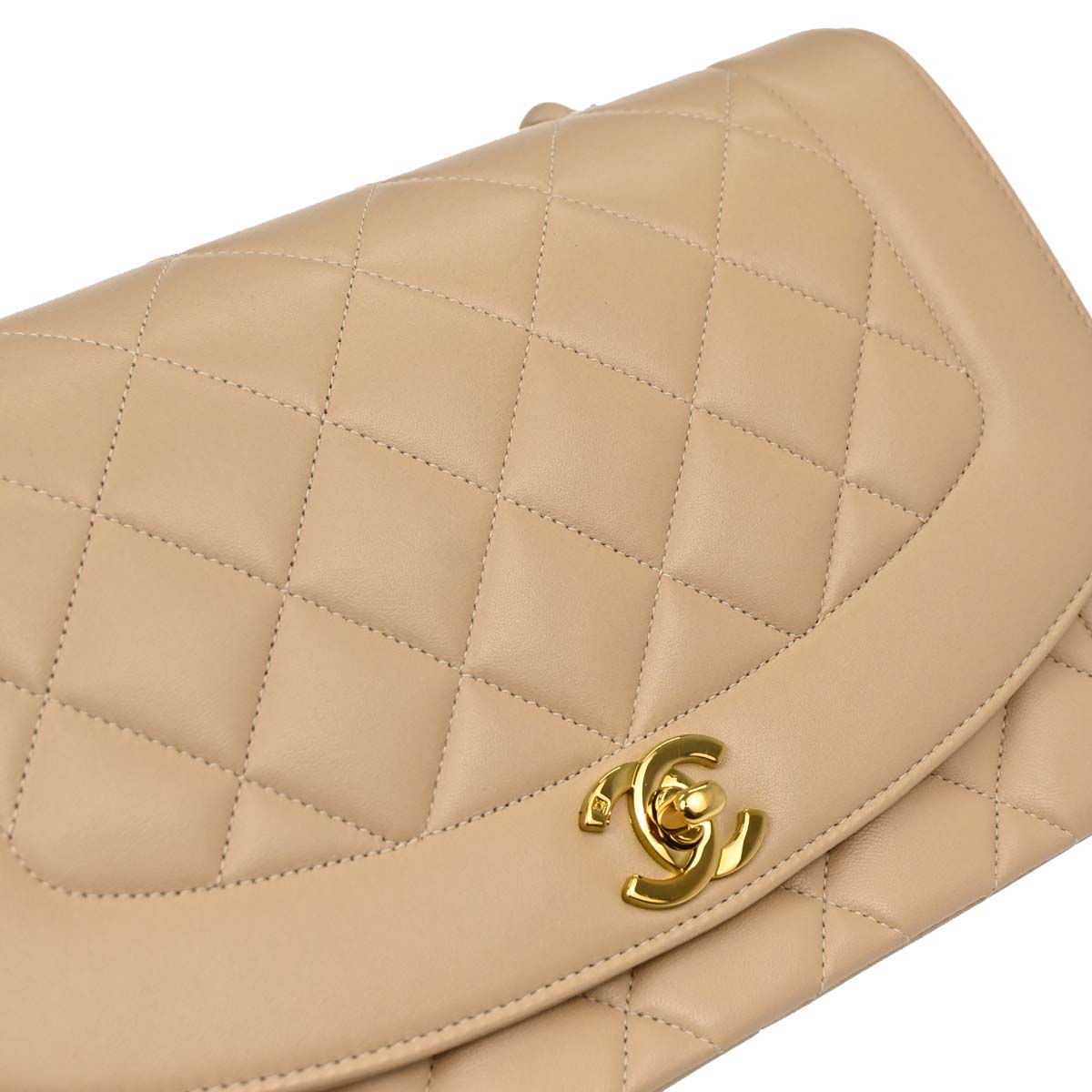 Chanel Beige Lambskin Medium Diana Shoulder Bag