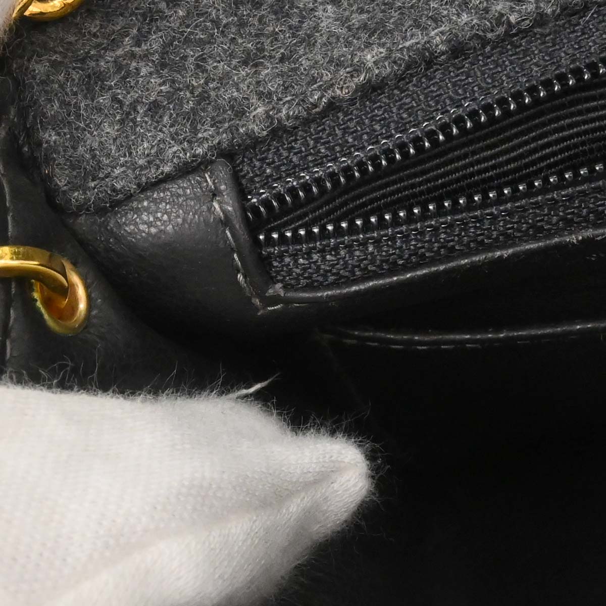 Chanel Gray Wool Classic Square Flap Shoulder Bag 20